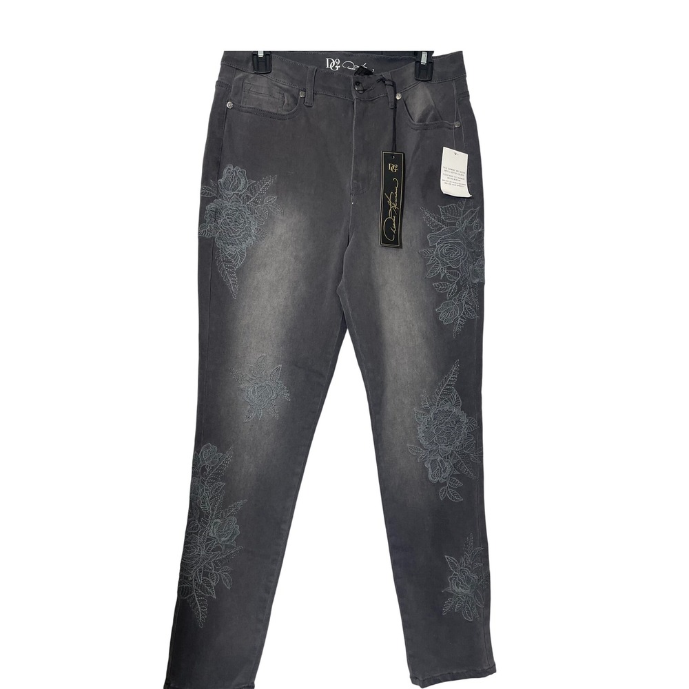 DG2 Donna Gray Floral‎ Embroidered Women Jeans Size 10 New With Tags Denim Pants